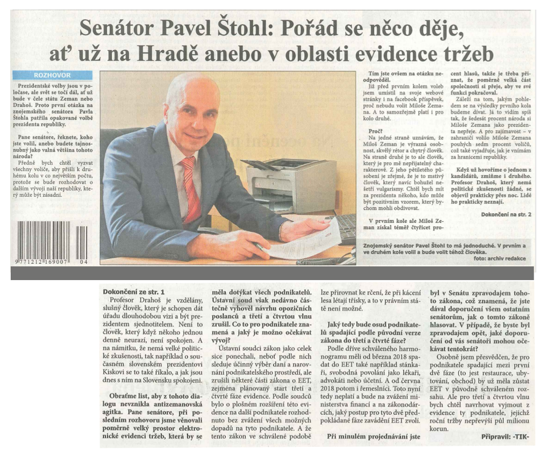 Znojemsko - Senátor Pavel Štoh