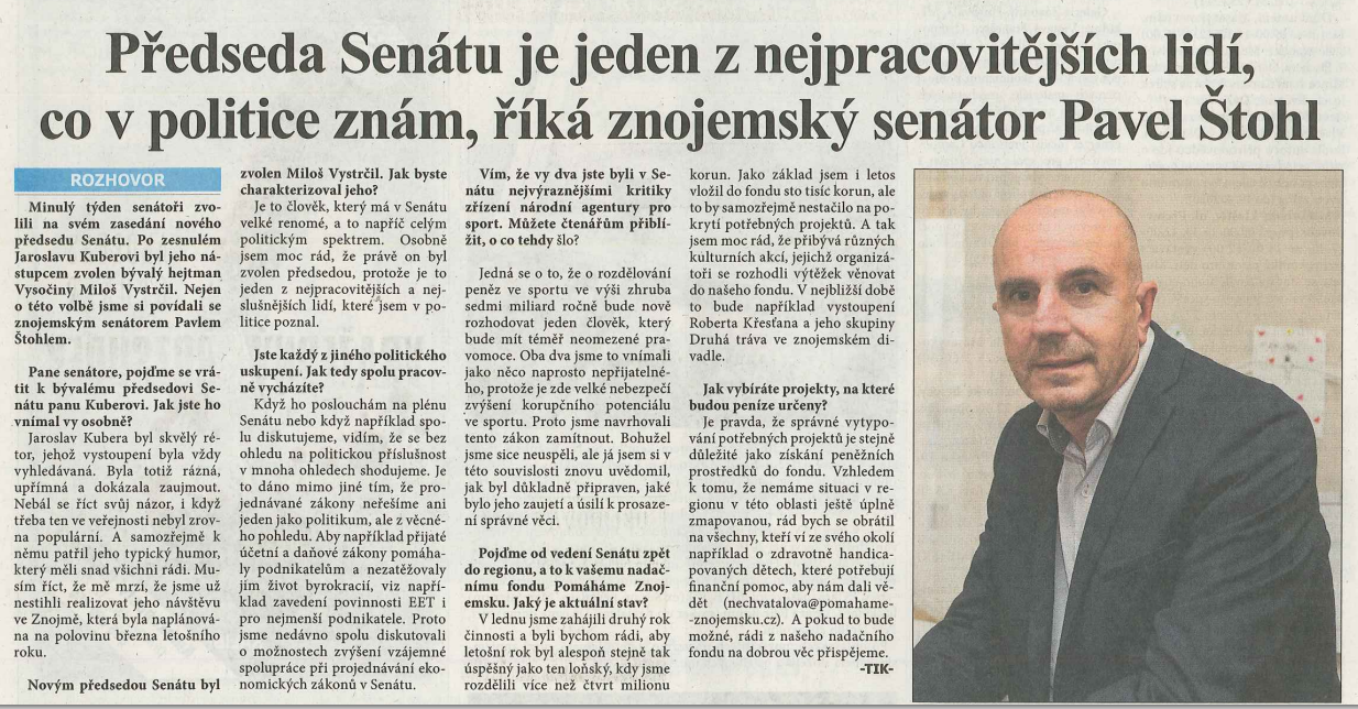 Rozhovor pro Znojemsko - Pavel Štohl